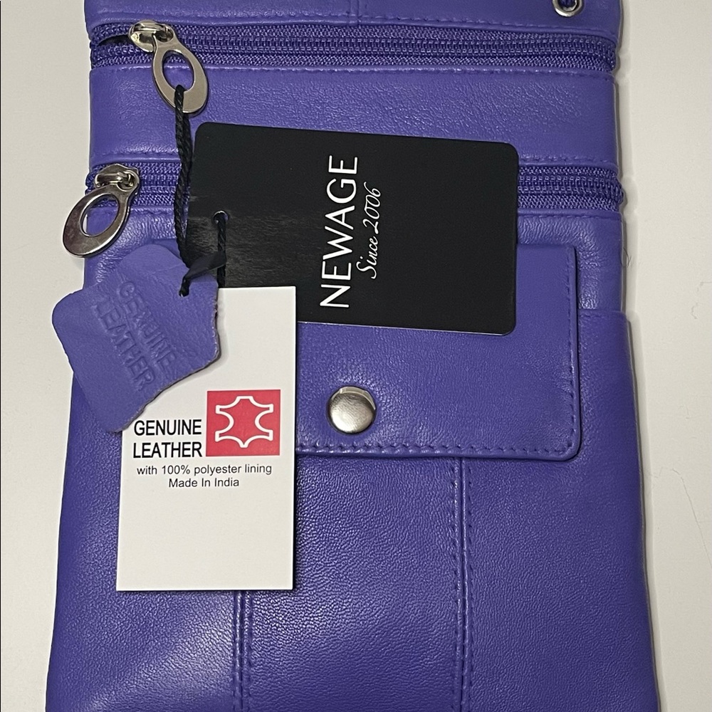 NEWAGE purple 100% genuine leather crossbody handbag
